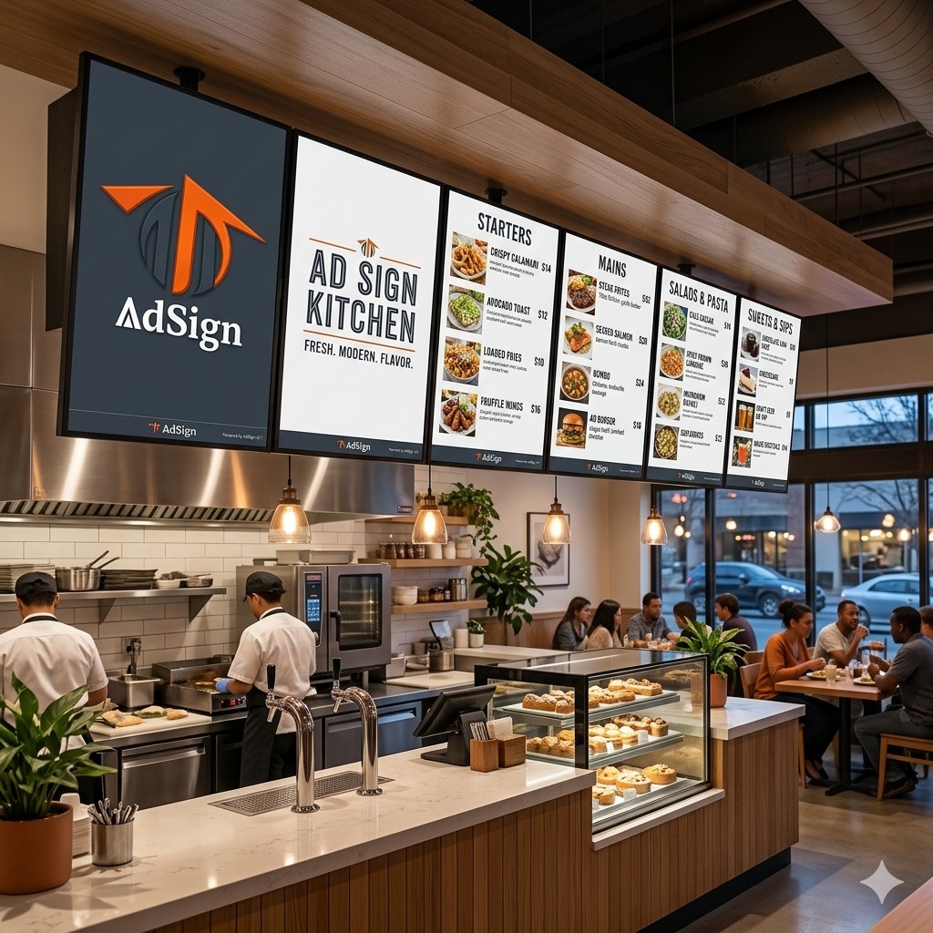 School or university digital signage screen showing campus announcements and schedules